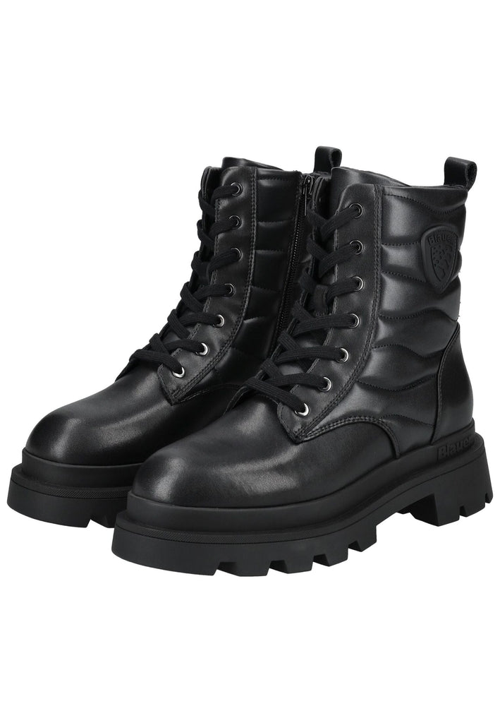Blauer Stiefelette Leder/Synthetik Schwarz