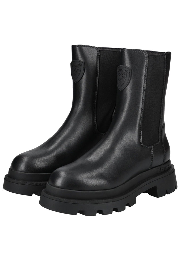 Blauer Stiefelette Leder/Synthetik Schwarz