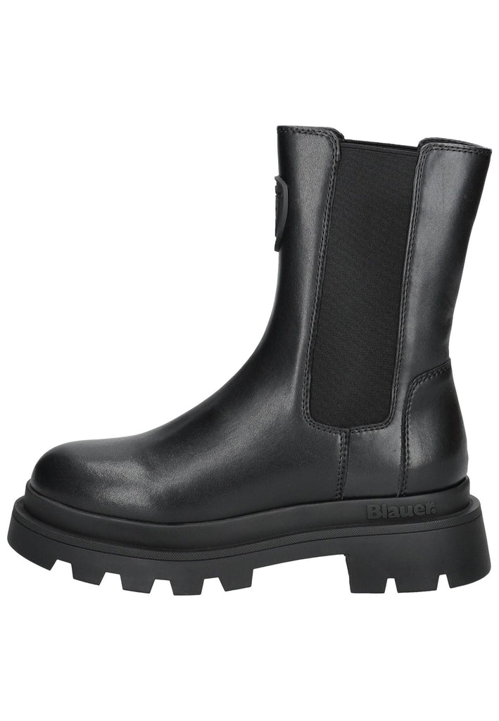 Blauer Stiefelette Leder/Synthetik Schwarz