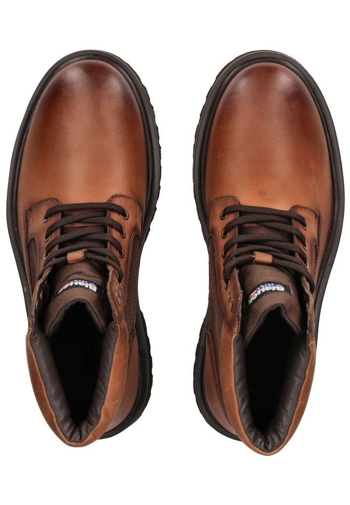 Blauer Stiefelette Leder/Textil Cognac