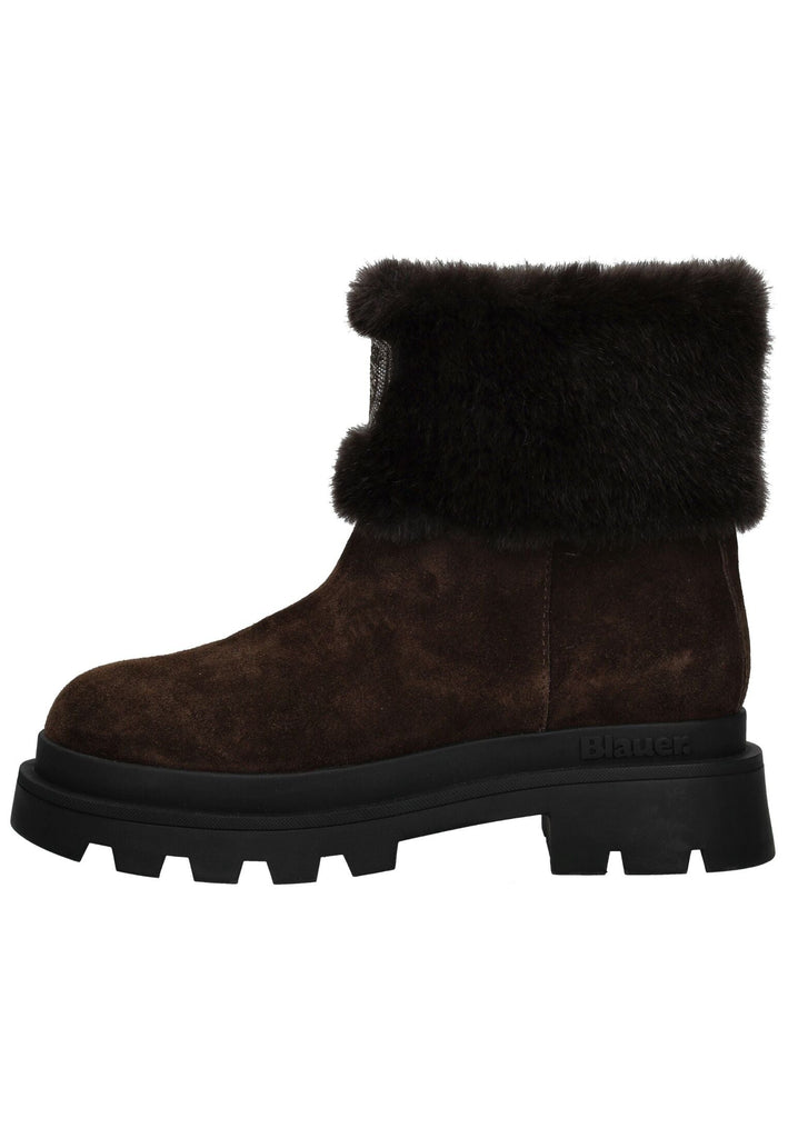 Blauer Stiefelette Leder/Textil Dunkelbraun Warmfutter