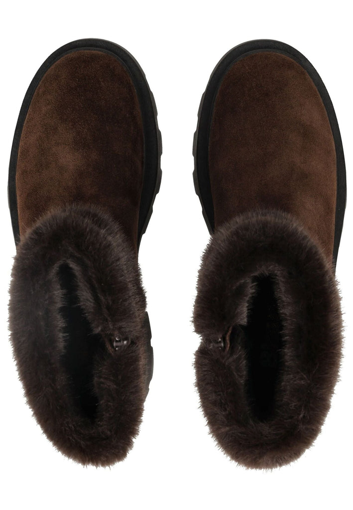 Blauer Stiefelette Leder/Textil Dunkelbraun Warmfutter