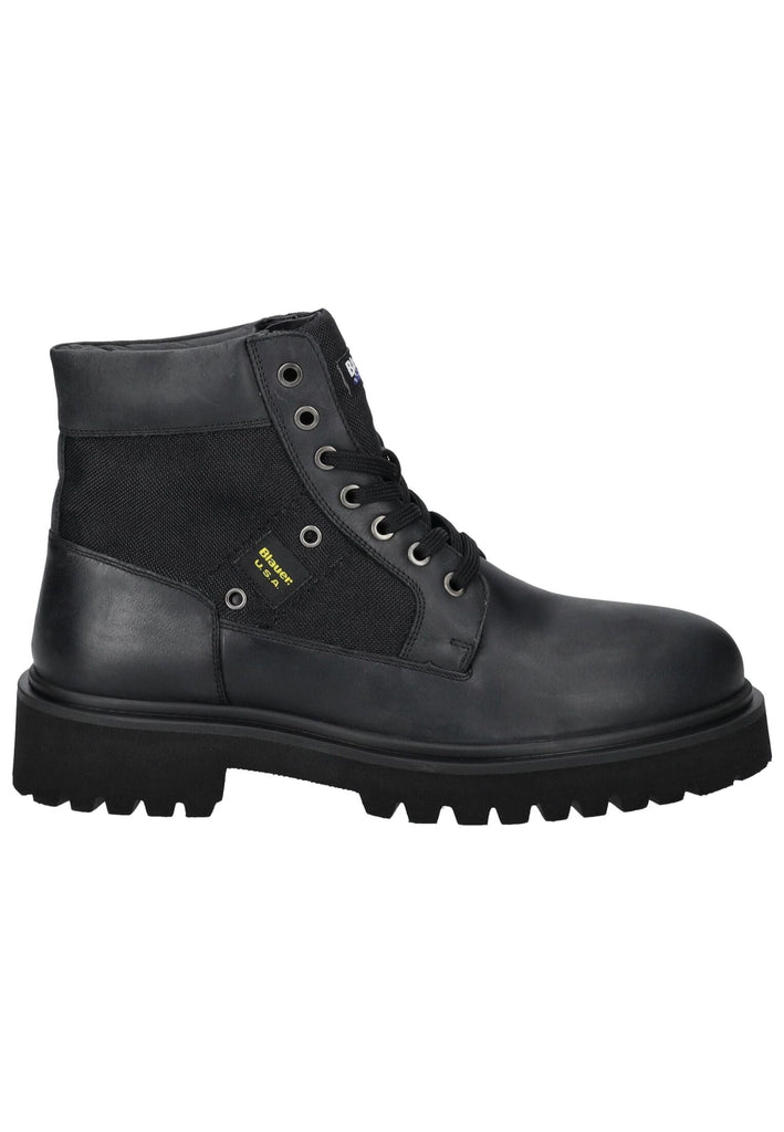 Blauer Stiefelette Leder/Textil Schwarz