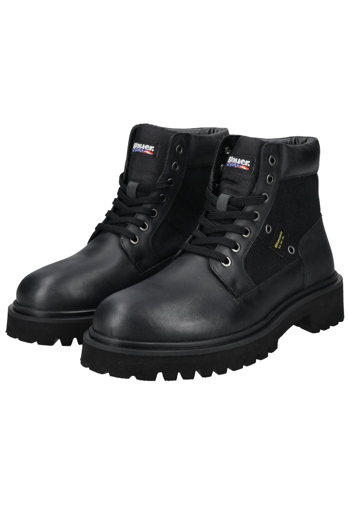 Blauer Stiefelette Leder/Textil Schwarz