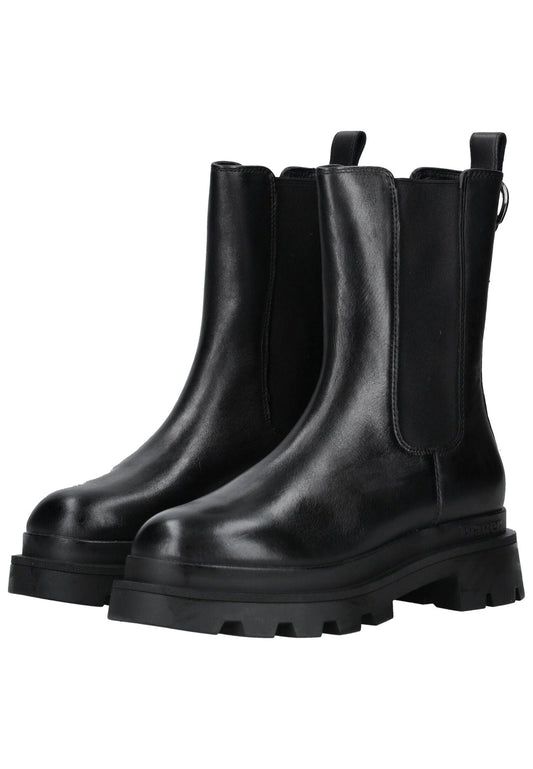 Blauer Stiefelette Leder/Textil Schwarz