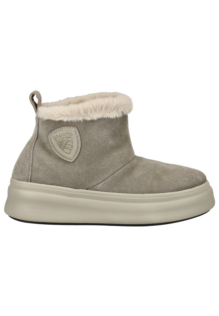 Blauer Stiefelette Veloursleder Taupe Warmfutter