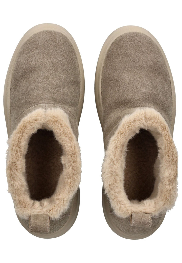 Blauer Stiefelette Veloursleder Taupe Warmfutter