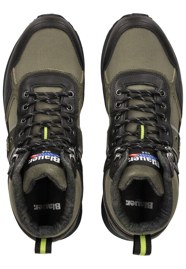 Blauer Stiefelette Veloursleder/Textil Grün/Schwarz Warmfutter