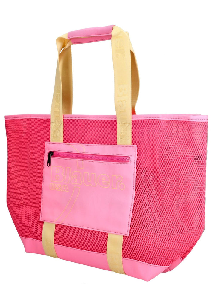 Blauer Taschen Lederimitat/Textil Fuchsia