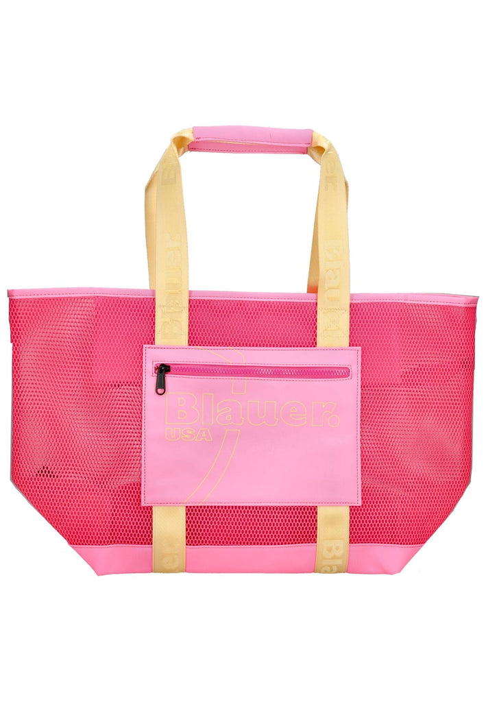 Blauer Taschen Lederimitat/Textil Fuchsia