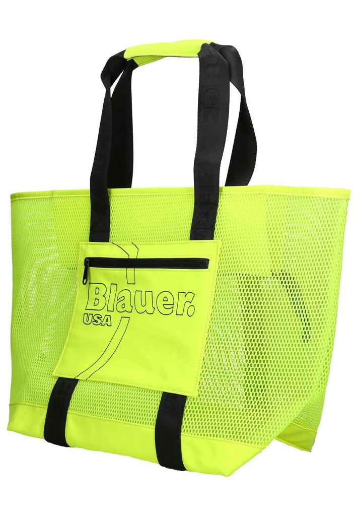 Blauer Taschen Lederimitat/Textil Gelb