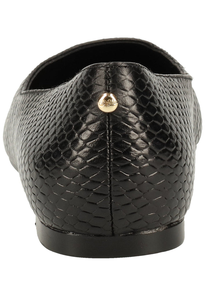Buffalo Ballerinas Leder Struktur Schwarz