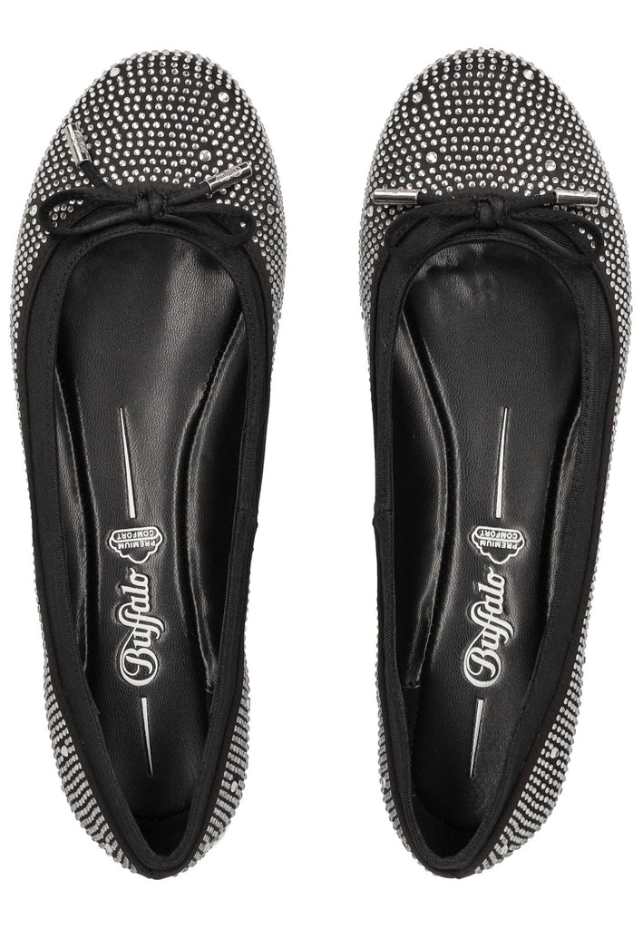 Buffalo Ballerinas Lederimitat/Textil Schwarz/Silber