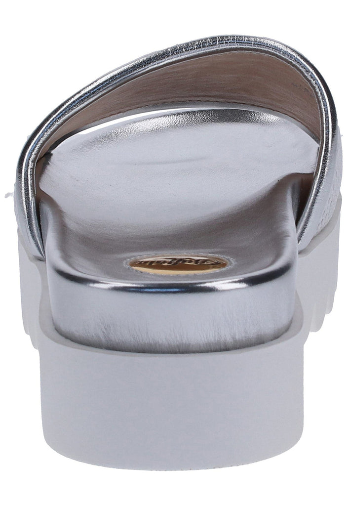 Buffalo Pantoletten Leder/Textil Silber