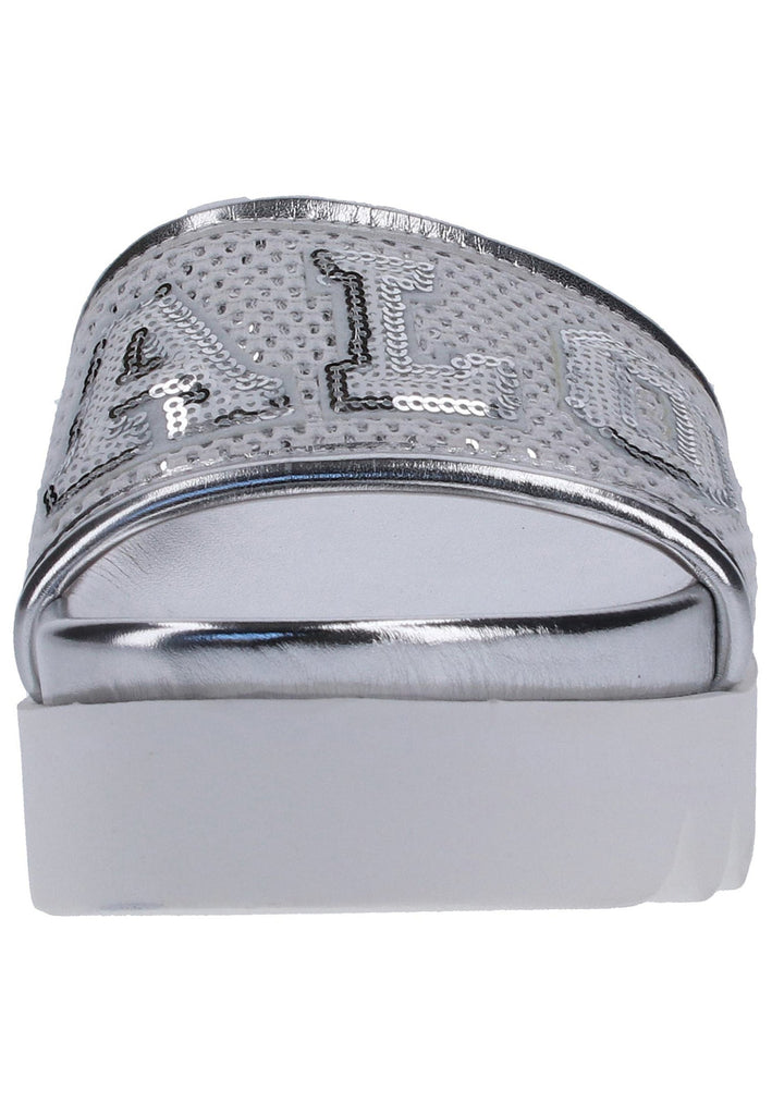 Buffalo Pantoletten Leder/Textil Silber