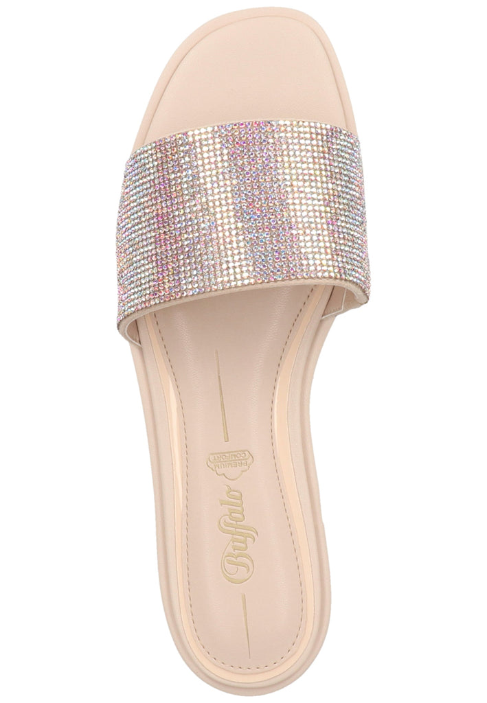 Buffalo Pantoletten Lederimitat Beige/Silber