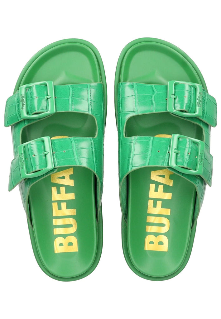 Buffalo Pantoletten Lederimitat Grün