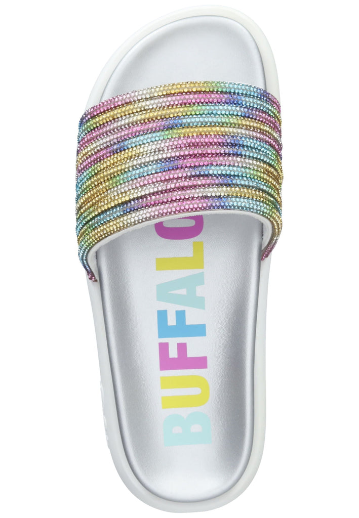 Buffalo Pantoletten Lederimitat Rainbow