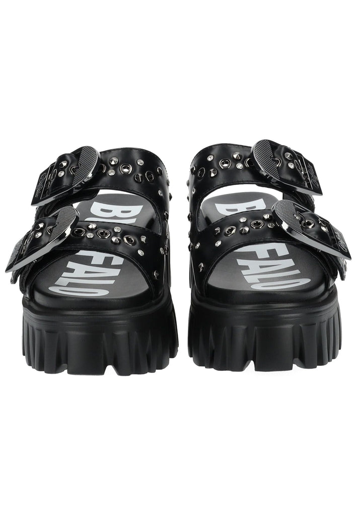 Buffalo Pantoletten Lederimitat Schwarz