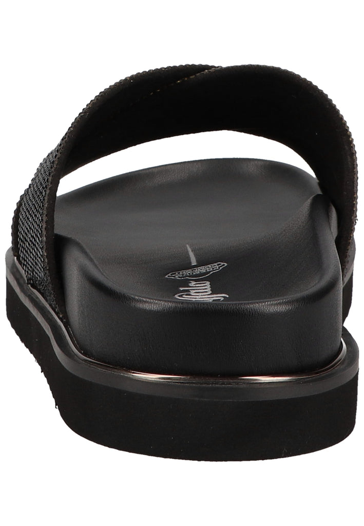 Buffalo Pantoletten Lederimitat Schwarz/Silber