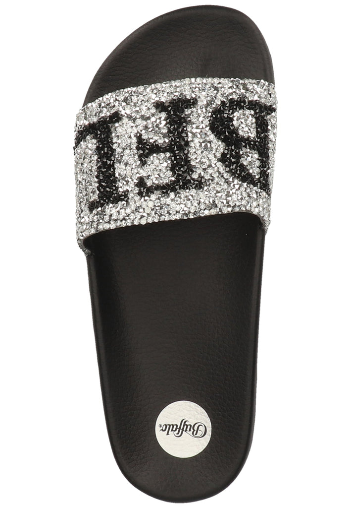 Buffalo Pantoletten Lederimitat Silber