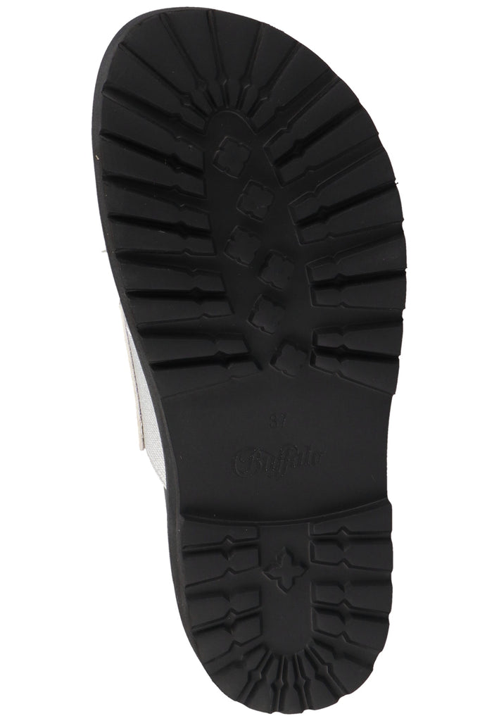 Buffalo Pantoletten Lederimitat Silber/Schwarz