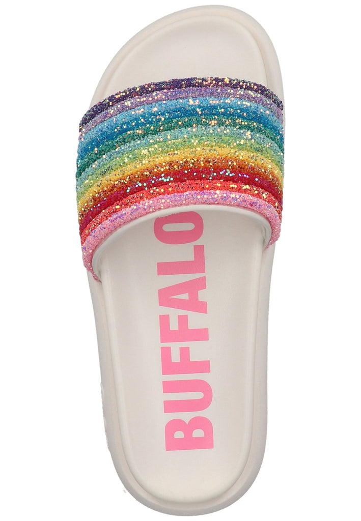 Buffalo Pantoletten Lederimitat/Textil Rainbow