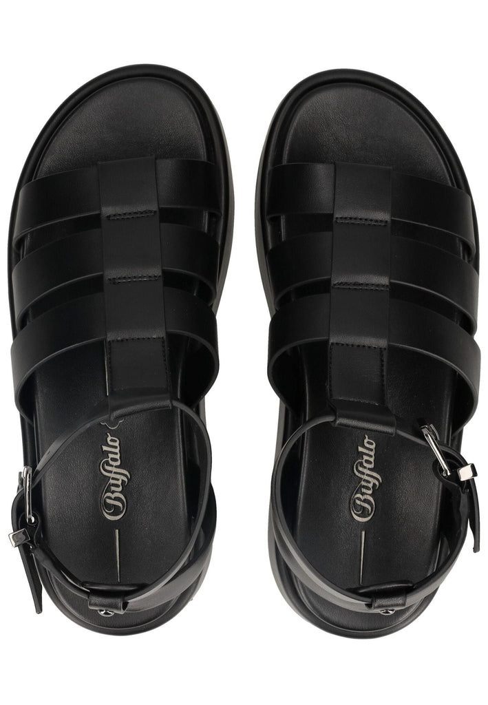 Buffalo Sandalen Lederimitat Schwarz