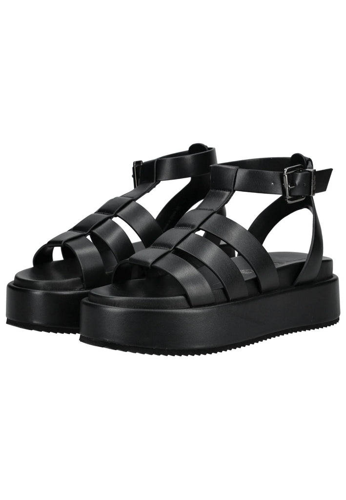 Buffalo Sandalen Lederimitat Schwarz