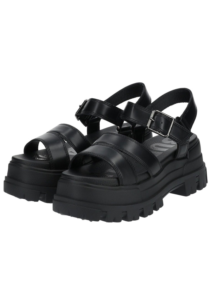 Buffalo Sandalen Lederimitat Schwarz