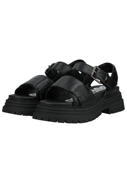 Buffalo Sandalen Lederimitat Schwarz