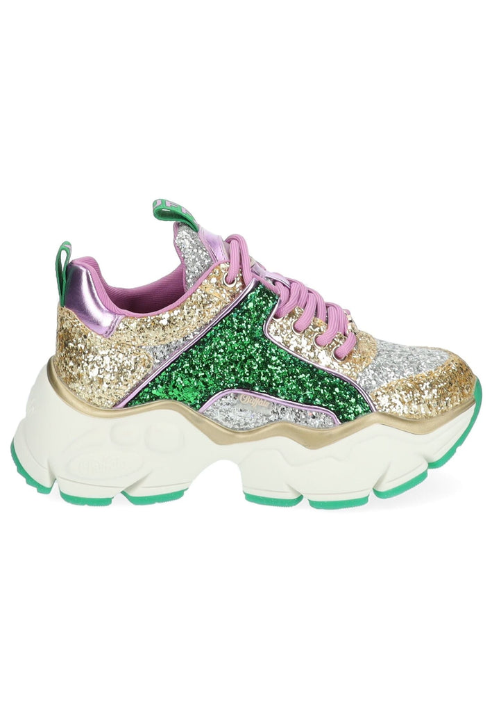 Buffalo Sneaker Lederimitat Grün/Gold