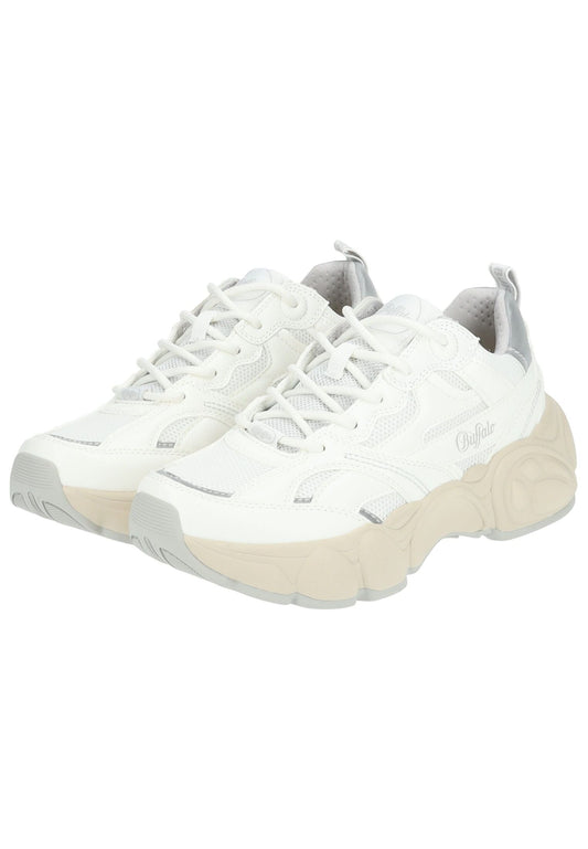 Buffalo Sneaker Lederimitat/Mesh Weiß/Grau
