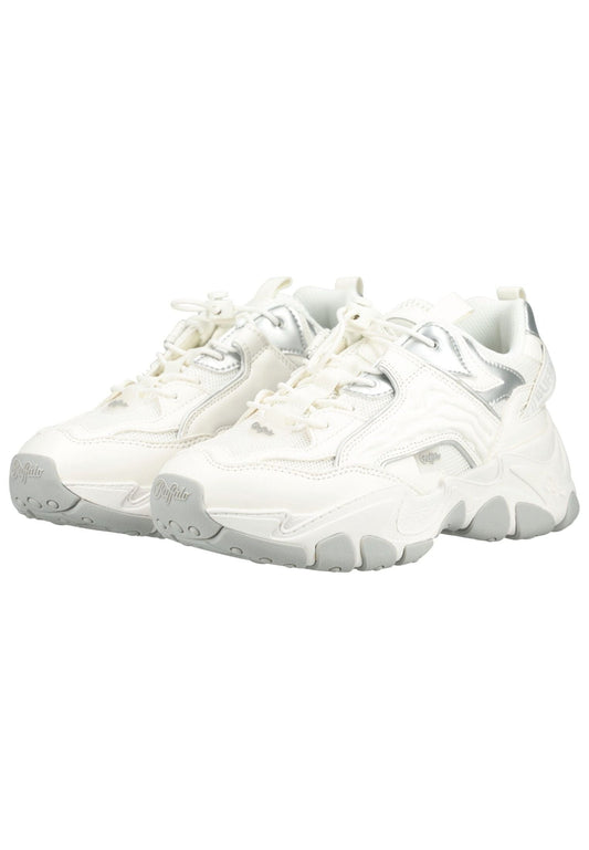 Buffalo Sneaker Lederimitat/Textil Weiß/Silber
