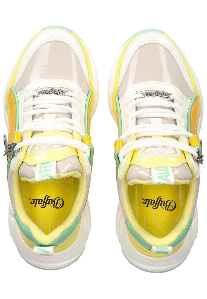 Buffalo Sneaker Lederimitat Weiß/Gelb