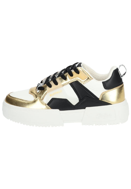 Buffalo Sneaker Lederimitat Weiß/Gold