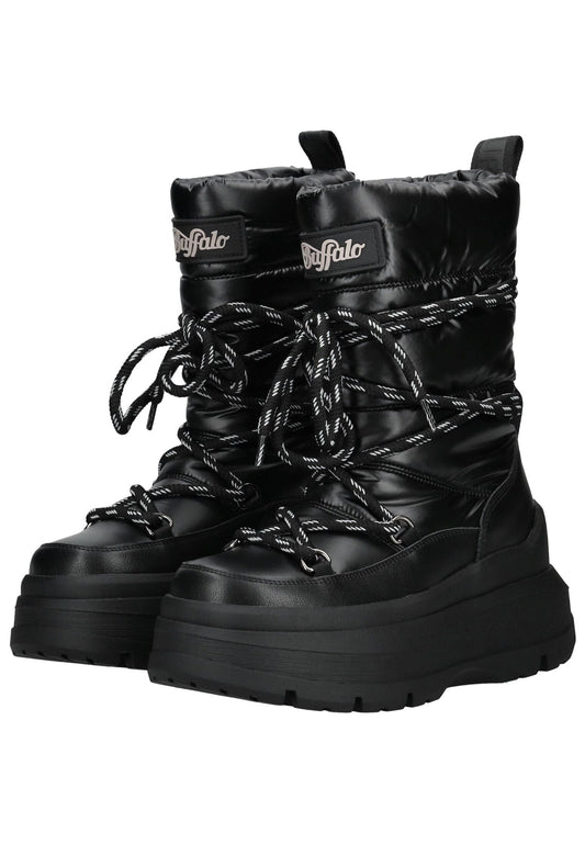 Buffalo Stiefel Lederimitat/Textil Schwarz Warmfutter