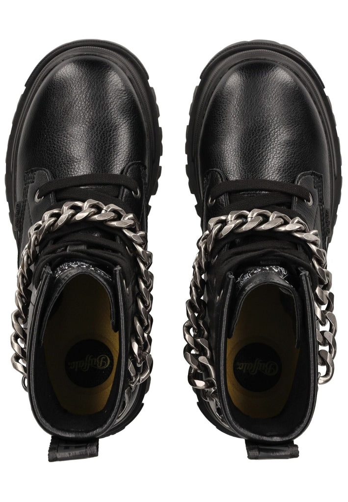 Buffalo Stiefelette Lederimitat Schwarz/Silber