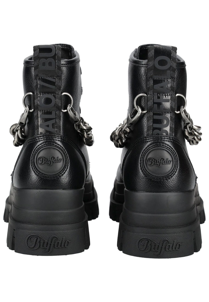 Buffalo Stiefelette Lederimitat Schwarz/Silber