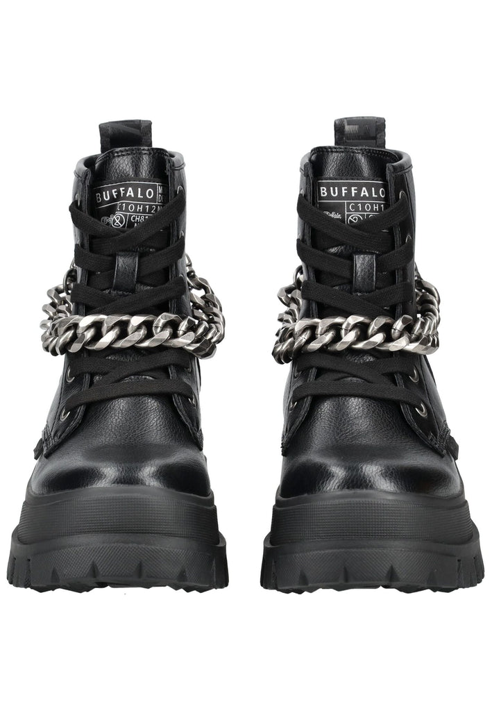 Buffalo Stiefelette Lederimitat Schwarz/Silber