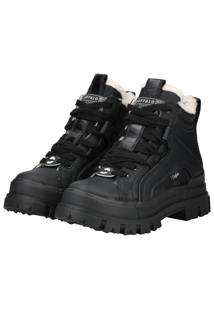 Buffalo Stiefelette Lederimitat Schwarz Warmfutter