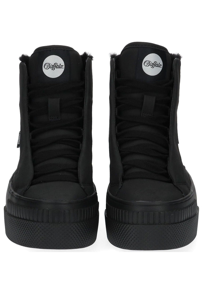 Buffalo Stiefelette Lederimitat Schwarz Warmfutter