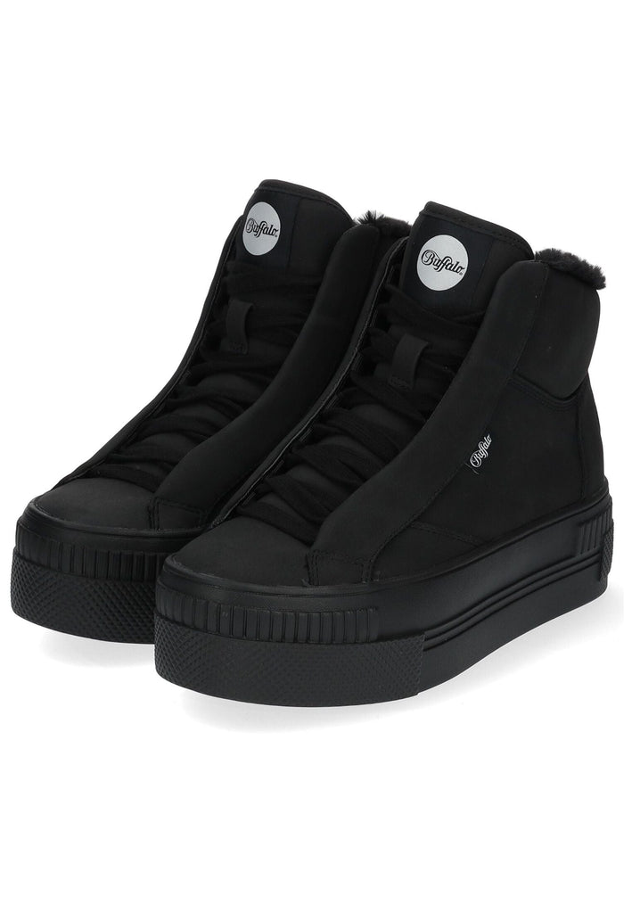 Buffalo Stiefelette Lederimitat Schwarz Warmfutter