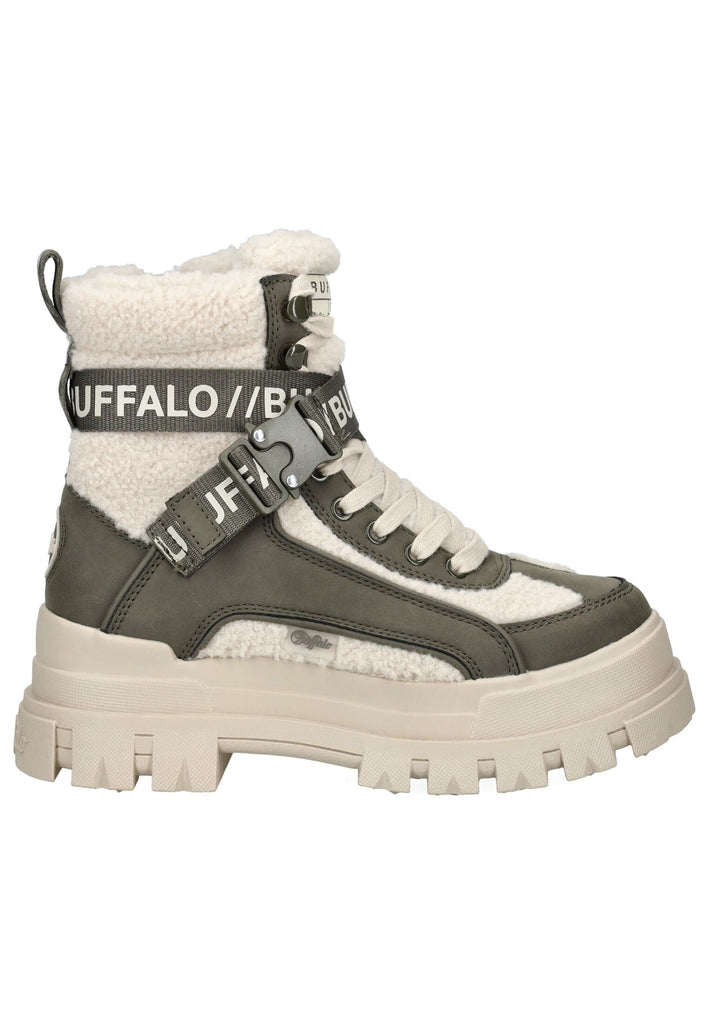 Buffalo Stiefelette Lederimitat/Textil Khaki Warmfutter