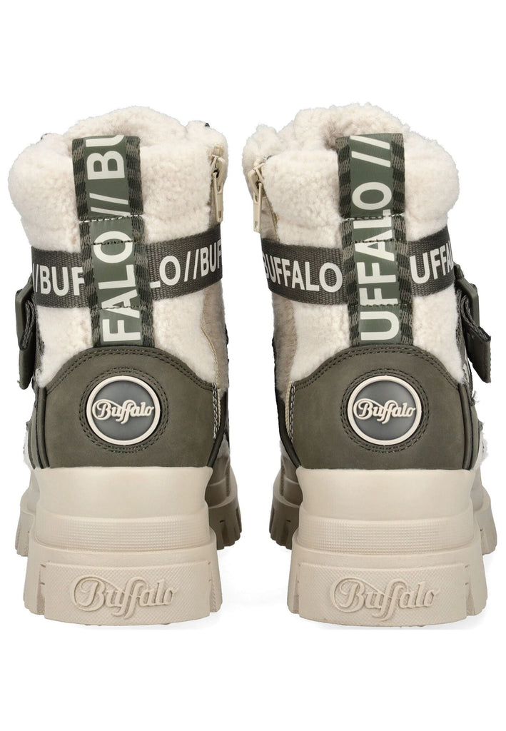 Buffalo Stiefelette Lederimitat/Textil Khaki Warmfutter