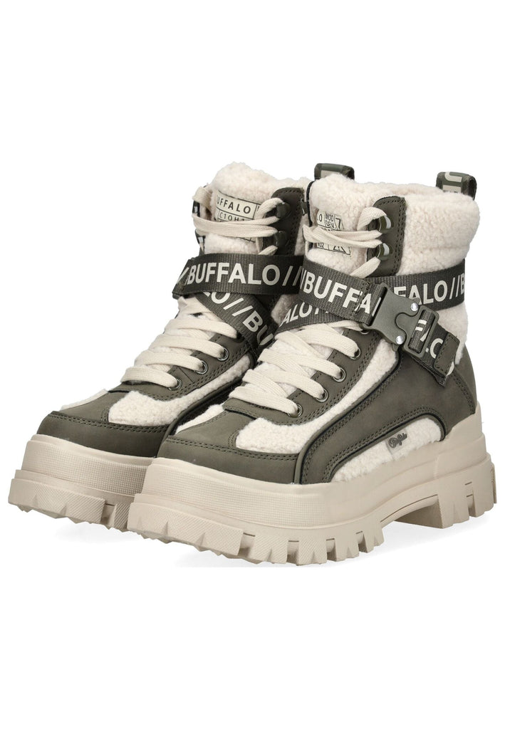 Buffalo Stiefelette Lederimitat/Textil Khaki Warmfutter