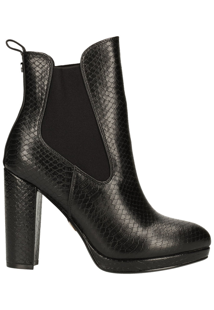 Buffalo Stiefelette Lederimitat/Textil Struktur Schwarz