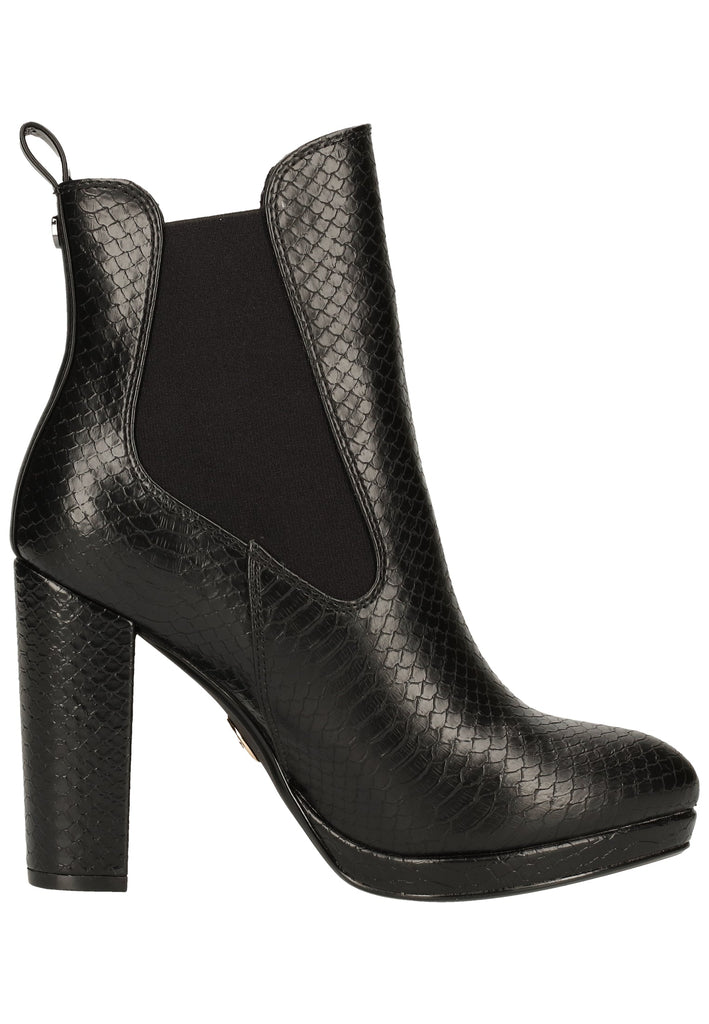 Buffalo Stiefelette Lederimitat/Textil Struktur Schwarz