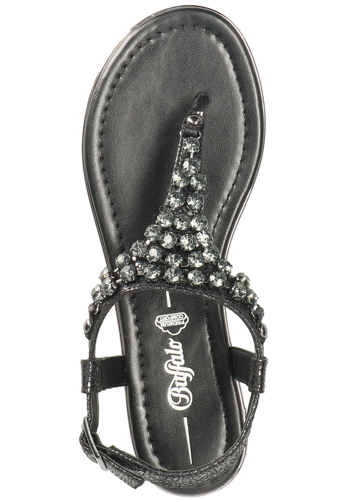 Buffalo Zehensteg Lederimitat Schwarz