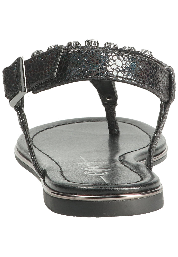 Buffalo Zehensteg Lederimitat Schwarz